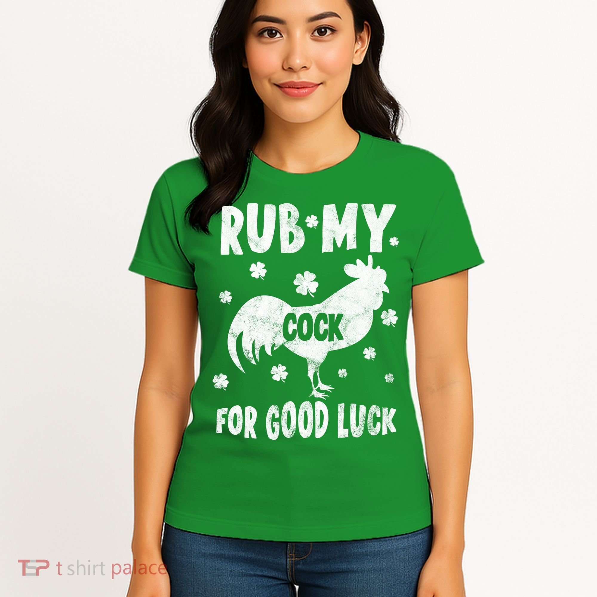 Rub My Cock For Good Lucky Funny St Patrick's Day Women's T-Shirt
