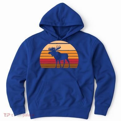 Retro Moose Cute Gift Vintage Sunset Animal Hoodie