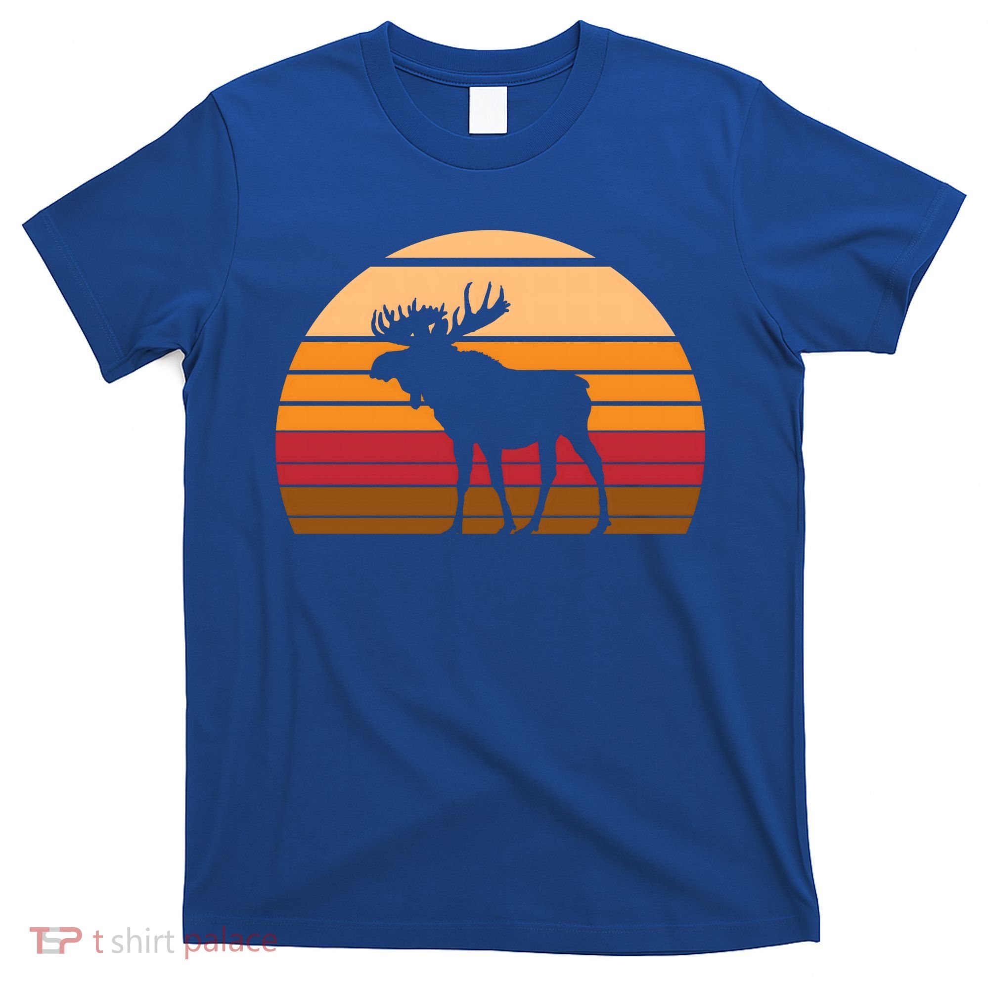 Retro Moose Cute Gift Vintage Sunset Animal T-Shirt