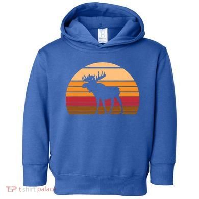 Retro Moose Cute Gift Vintage Sunset Animal Toddler Hoodie