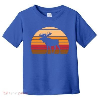 Retro Moose Cute Gift Vintage Sunset Animal Toddler T-Shirt