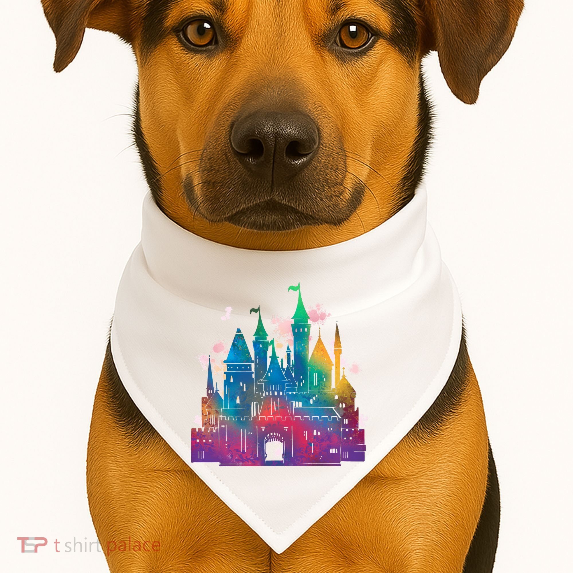 Rainbow Magical Castle USA-Made Doggie Bandana