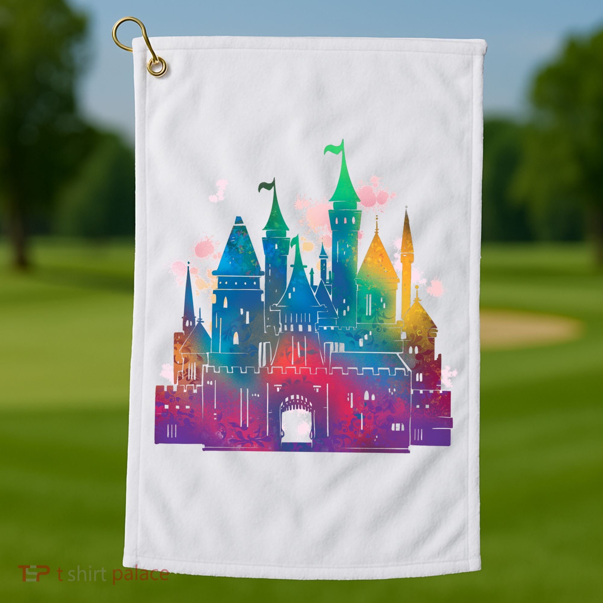 Rainbow Magical Castle Golf Towel