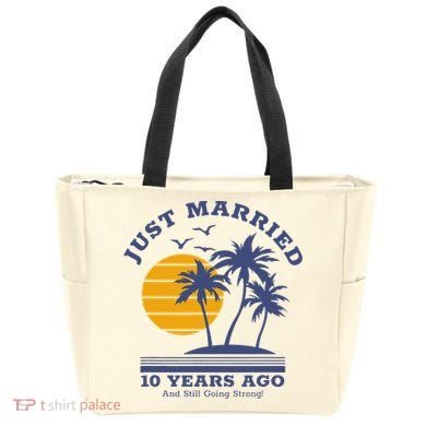 Romantic Matching Couples 10th Wedding Anniversary Tote Bag