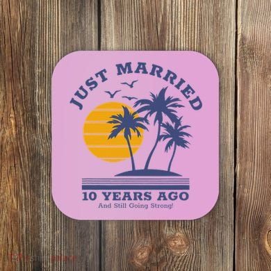 Romantic Matching Couples 10th Wedding Anniversary Coaster
