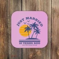Romantic Matching Couples 10th Wedding Anniversary Coaster thumb 0