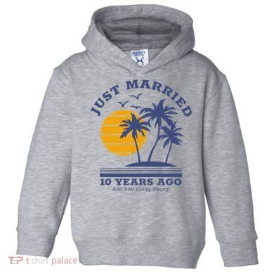 Romantic Matching Couples 10th Wedding Anniversary Toddler Hoodie