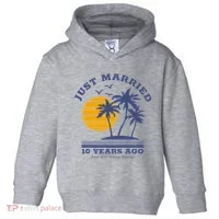 Romantic Matching Couples 10th Wedding Anniversary Toddler Hoodie thumb 0