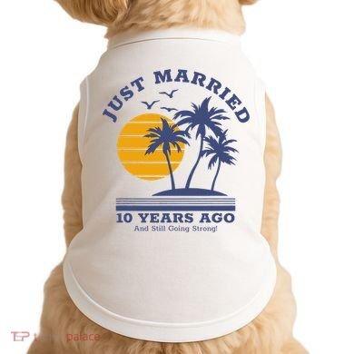 Romantic Matching Couples 10th Wedding Anniversary Doggie Tank