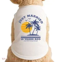 Romantic Matching Couples 10th Wedding Anniversary Doggie Tank thumb 0