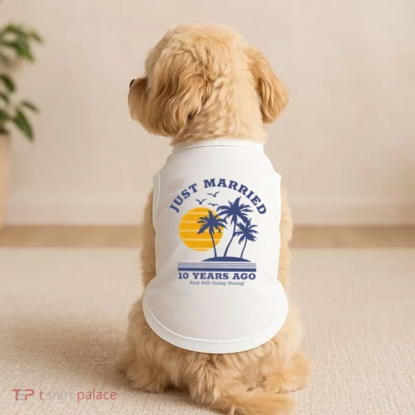 Romantic Matching Couples 10th Wedding Anniversary Doggie Tank