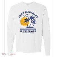 Romantic Matching Couples 10th Wedding Anniversary Comfort Colors Heavyweight Long Sleeve T-Shirt thumb 0