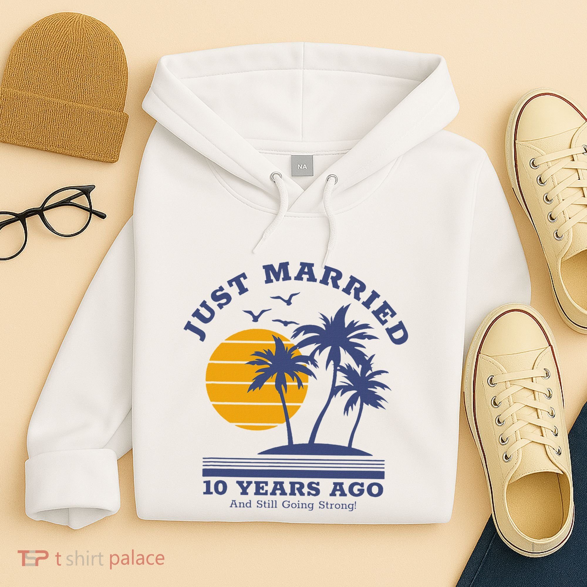 Romantic Matching Couples 10th Wedding Anniversary Hoodie