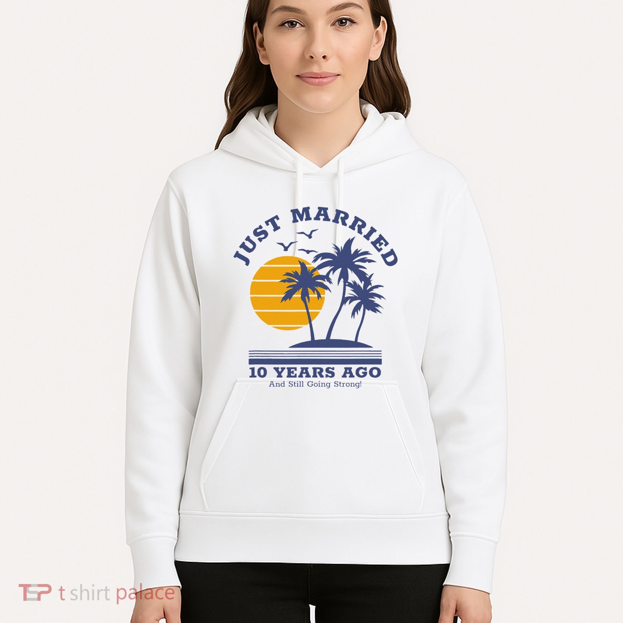 Romantic Matching Couples 10th Wedding Anniversary Hoodie