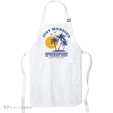 Romantic Matching Couples 10th Wedding Anniversary Apron