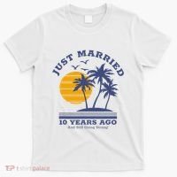 Romantic Matching Couples 10th Wedding Anniversary T-Shirt thumb 0
