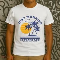 Romantic Matching Couples 10th Wedding Anniversary T-Shirt thumb 3