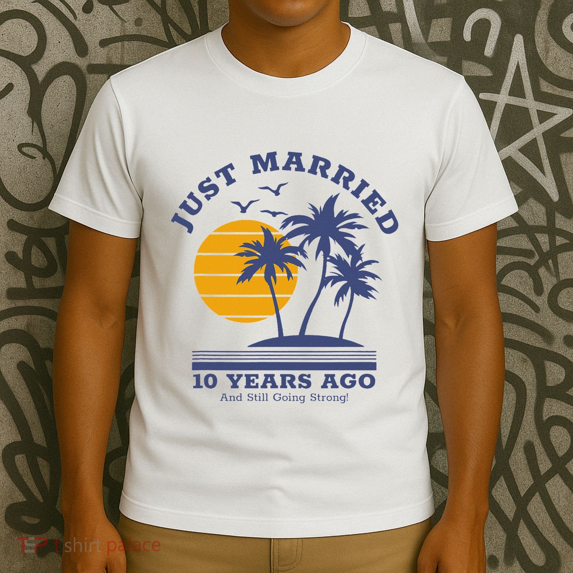 Romantic Matching Couples 10th Wedding Anniversary T-Shirt