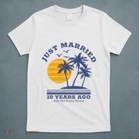 Romantic Matching Couples 10th Wedding Anniversary T-Shirt thumb 5
