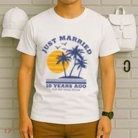 Romantic Matching Couples 10th Wedding Anniversary T-Shirt thumb 6