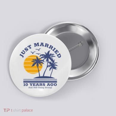 Romantic Matching Couples 10th Wedding Anniversary Button