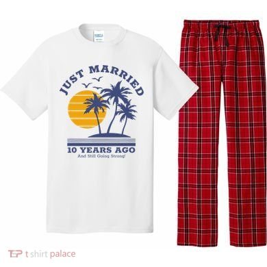 Romantic Matching Couples 10th Wedding Anniversary Pajama Set