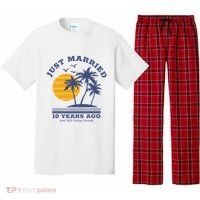 Romantic Matching Couples 10th Wedding Anniversary Pajama Set thumb 0