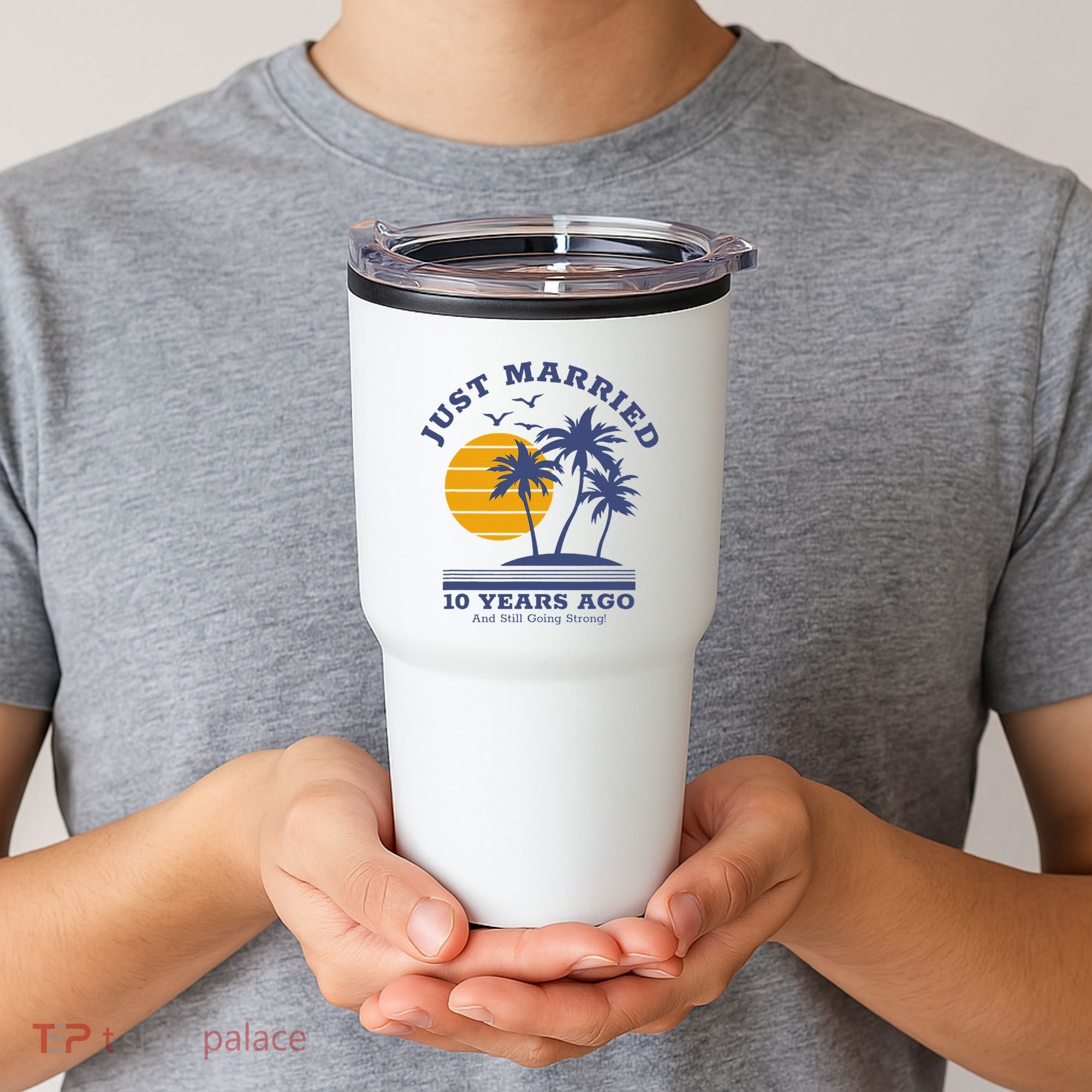 Romantic Matching Couples 10th Wedding Anniversary Tumbler