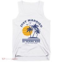 Romantic Matching Couples 10th Wedding Anniversary Tank Top thumb 0