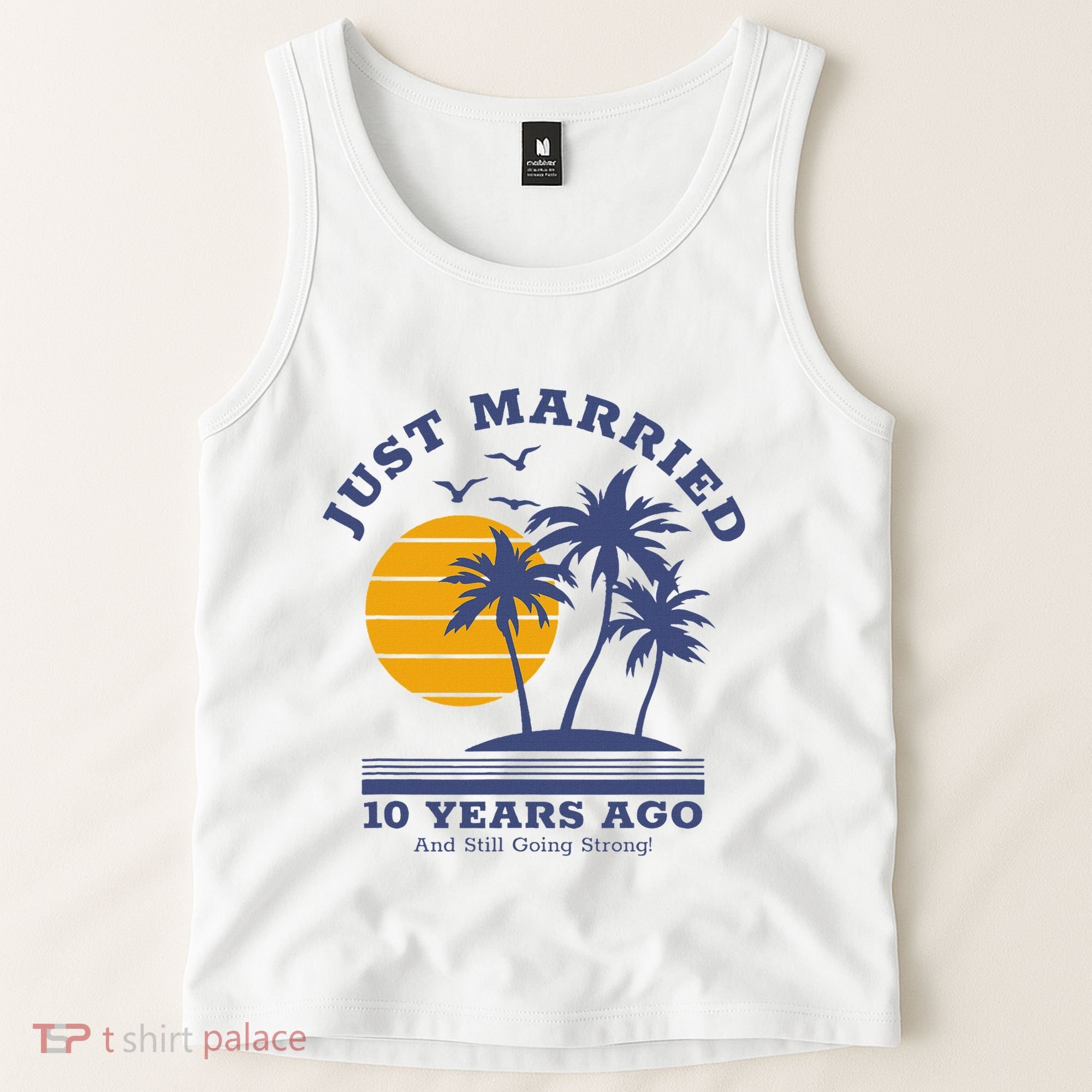 Romantic Matching Couples 10th Wedding Anniversary Tank Top
