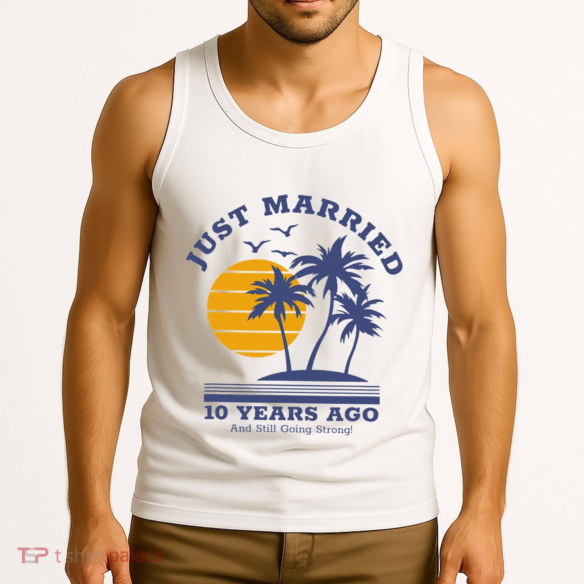 Romantic Matching Couples 10th Wedding Anniversary Tank Top