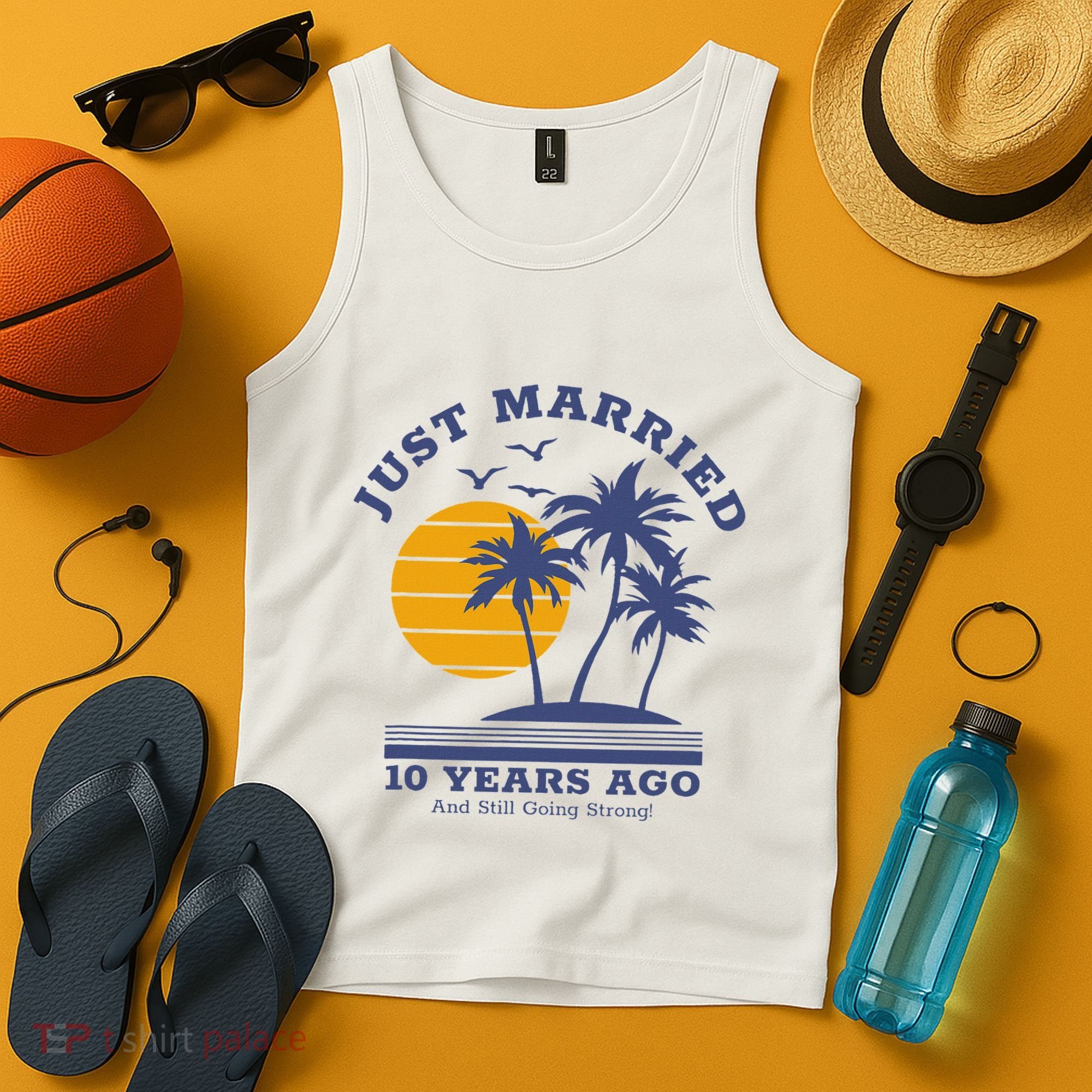Romantic Matching Couples 10th Wedding Anniversary Tank Top