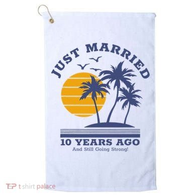 Romantic Matching Couples 10th Wedding Anniversary Golf Towel