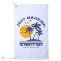 Romantic Matching Couples 10th Wedding Anniversary Golf Towel thumb 0