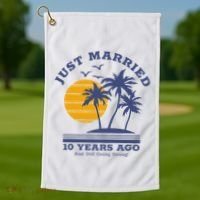 Romantic Matching Couples 10th Wedding Anniversary Golf Towel thumb 1