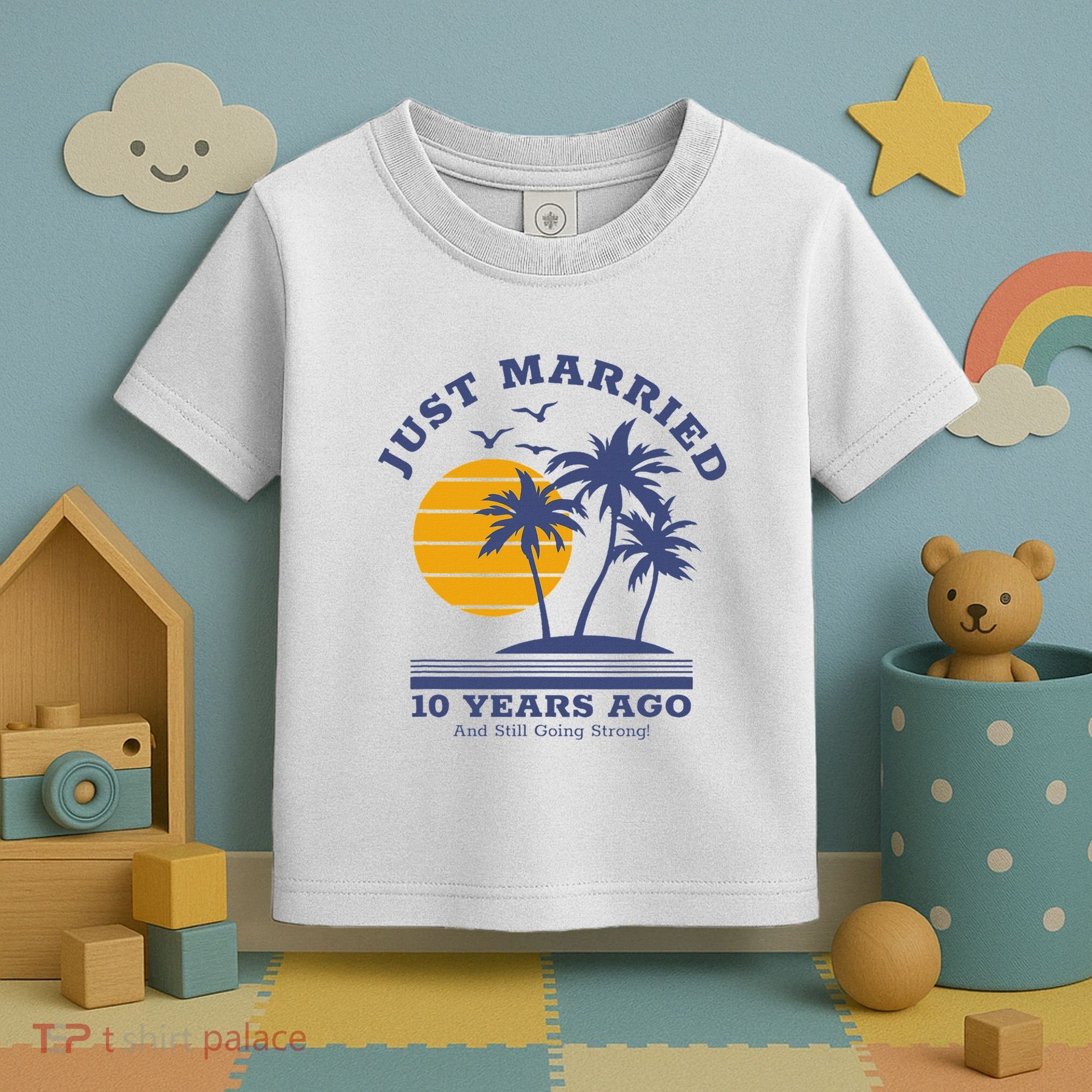 Romantic Matching Couples 10th Wedding Anniversary Toddler T-Shirt