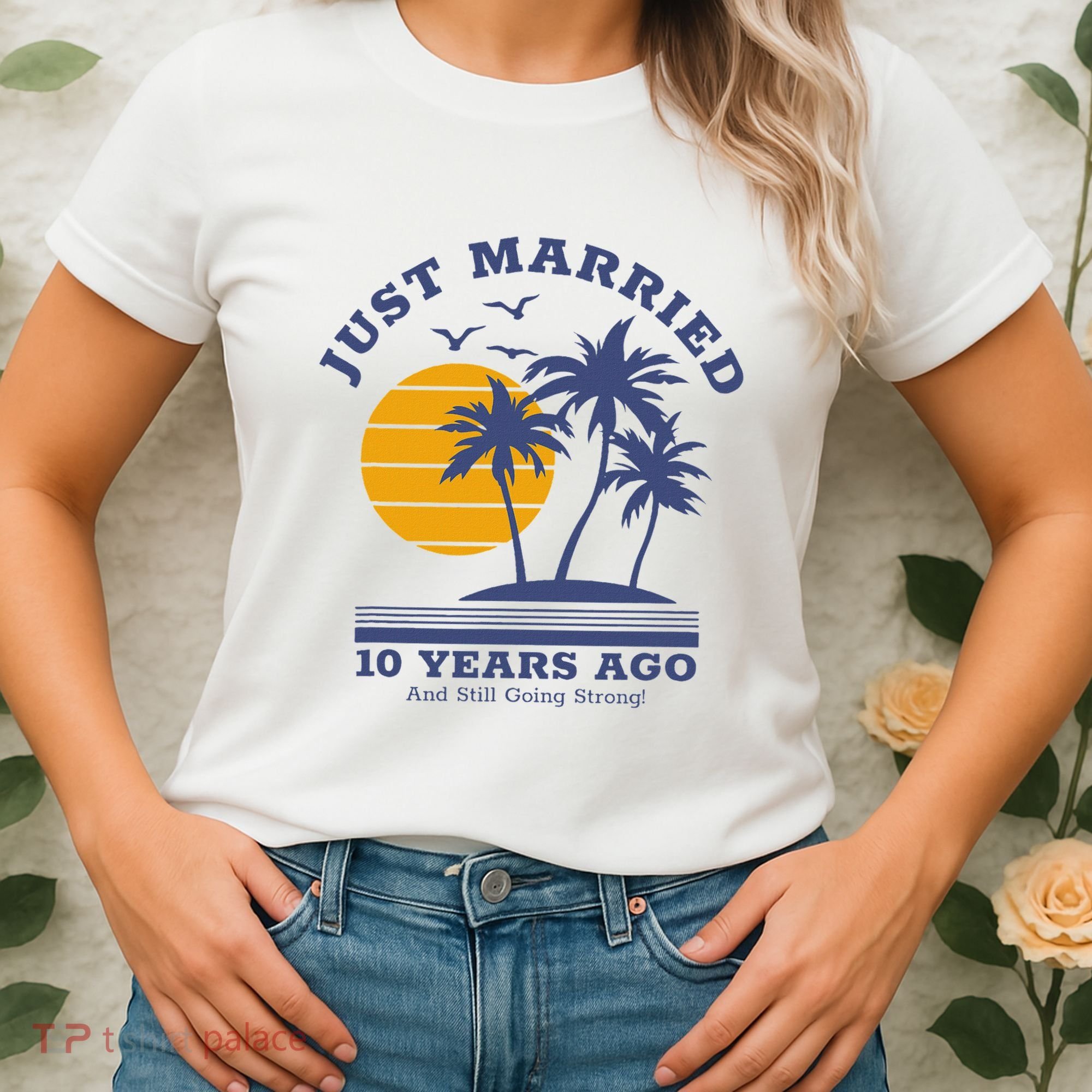 Romantic Matching Couples 10th Wedding Anniversary Women's T-Shirt