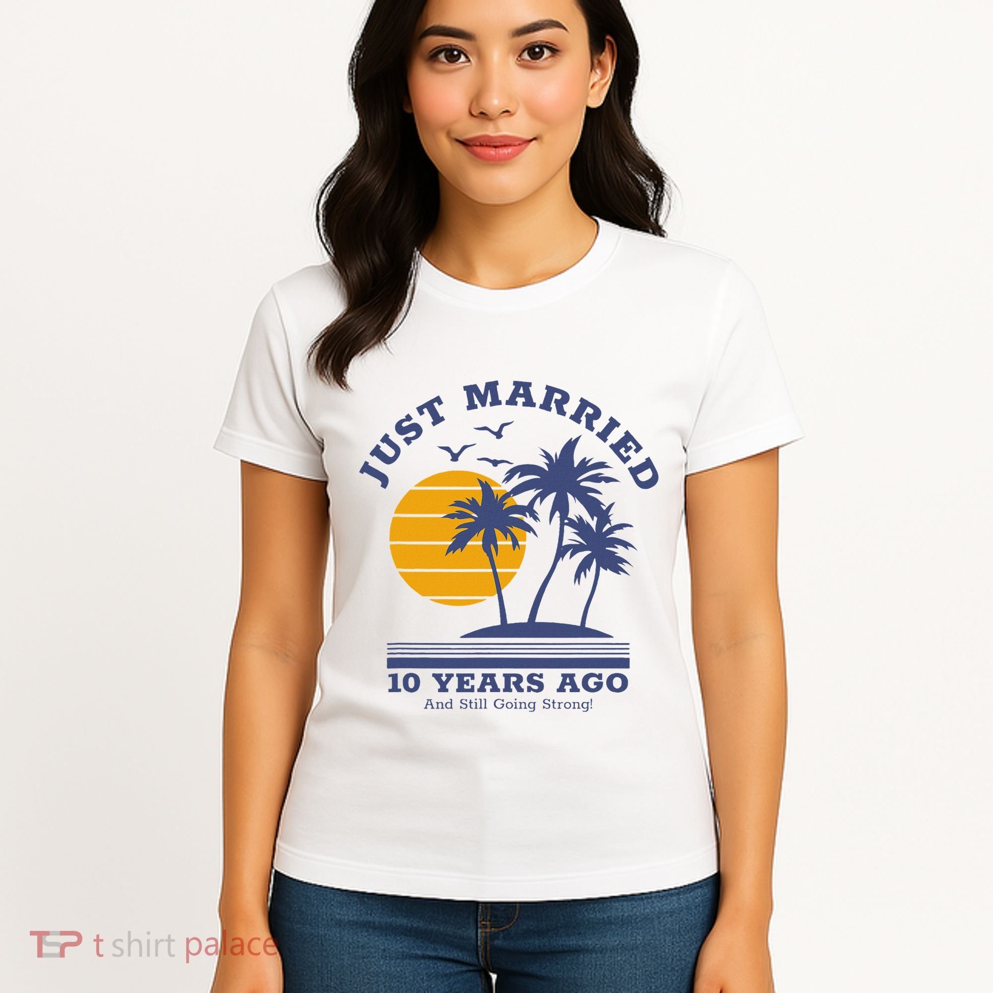 Romantic Matching Couples 10th Wedding Anniversary Women's T-Shirt