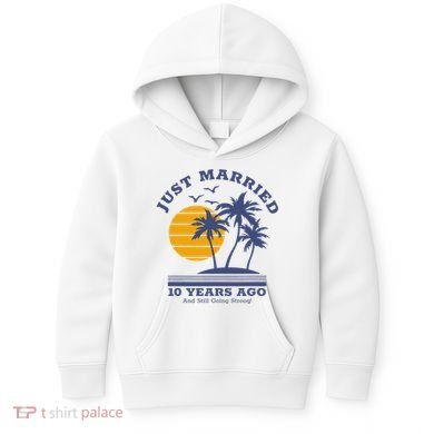 Romantic Matching Couples 10th Wedding Anniversary Kids Hoodie