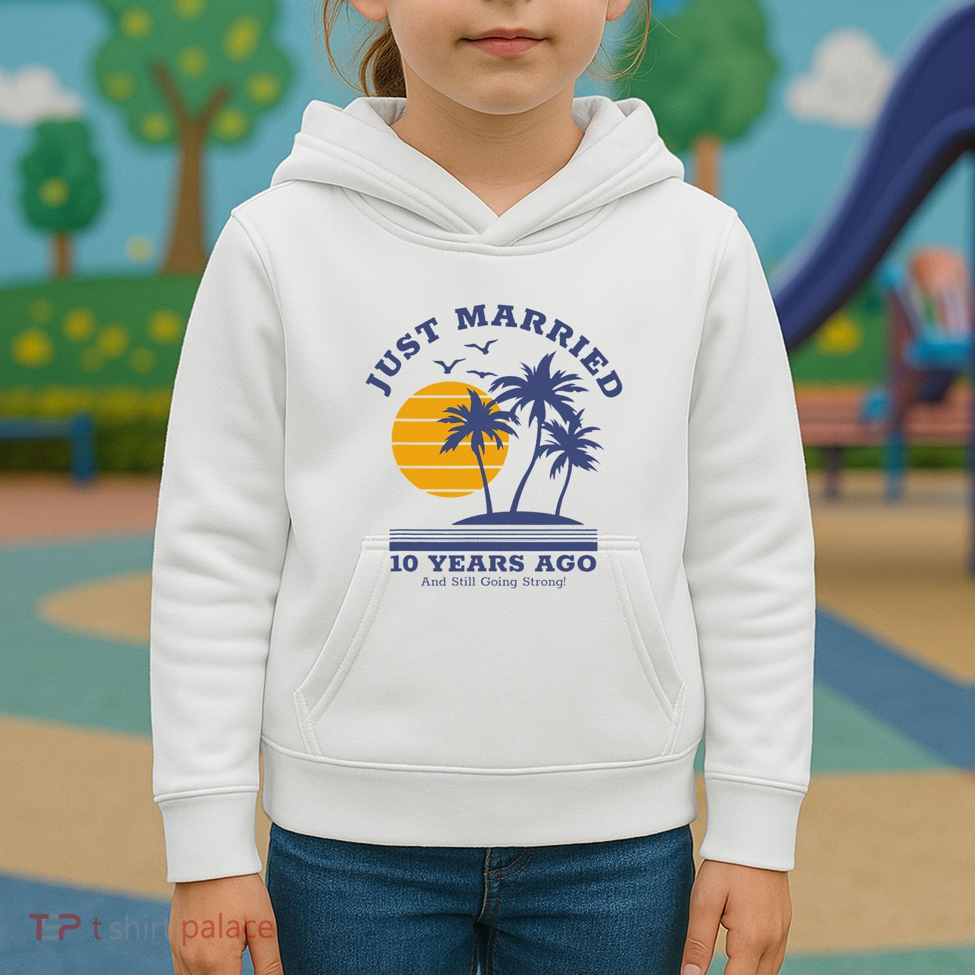 Romantic Matching Couples 10th Wedding Anniversary Kids Hoodie