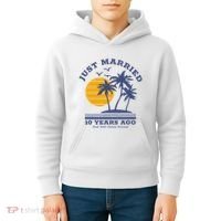 Romantic Matching Couples 10th Wedding Anniversary Kids Hoodie thumb 4