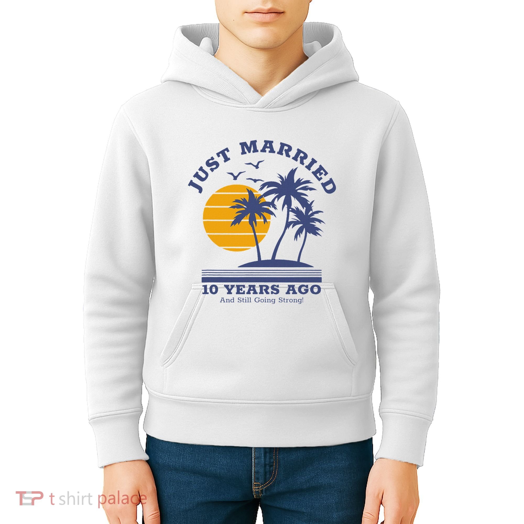 Romantic Matching Couples 10th Wedding Anniversary Kids Hoodie