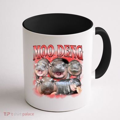 Red Moo Deng Meme Hippo Coffee Mug back