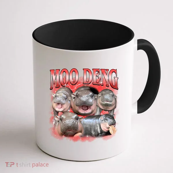 Red Moo Deng Meme Hippo Coffee Mug