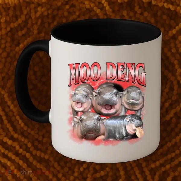 Red Moo Deng Meme Hippo Coffee Mug