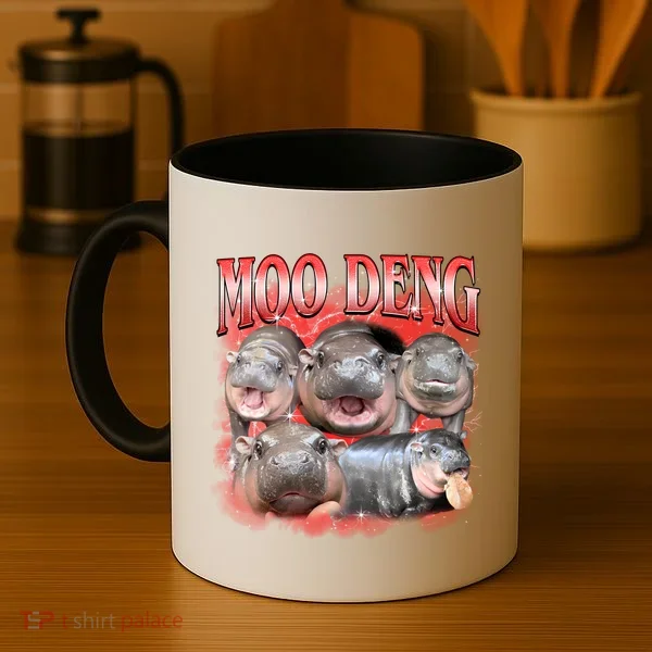 Red Moo Deng Meme Hippo Coffee Mug