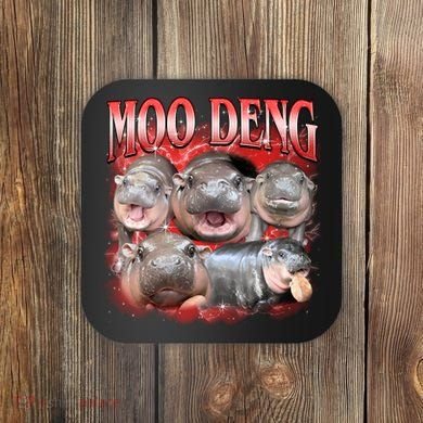 Red Moo Deng Meme Hippo Coaster