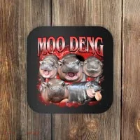 Red Moo Deng Meme Hippo Coaster thumb 0