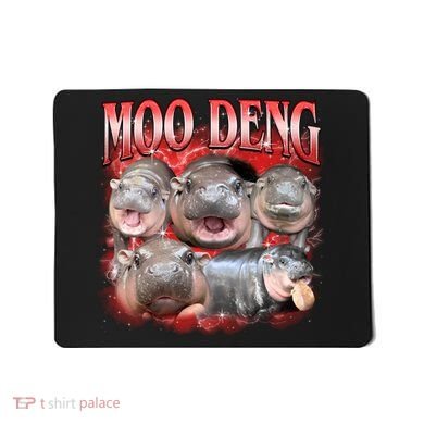 Red Moo Deng Meme Hippo Mousepad