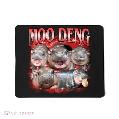 Red Moo Deng Meme Hippo Mousepad
